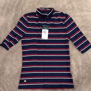 Ralph Lauren Navy Striped Long Sleeve Tee